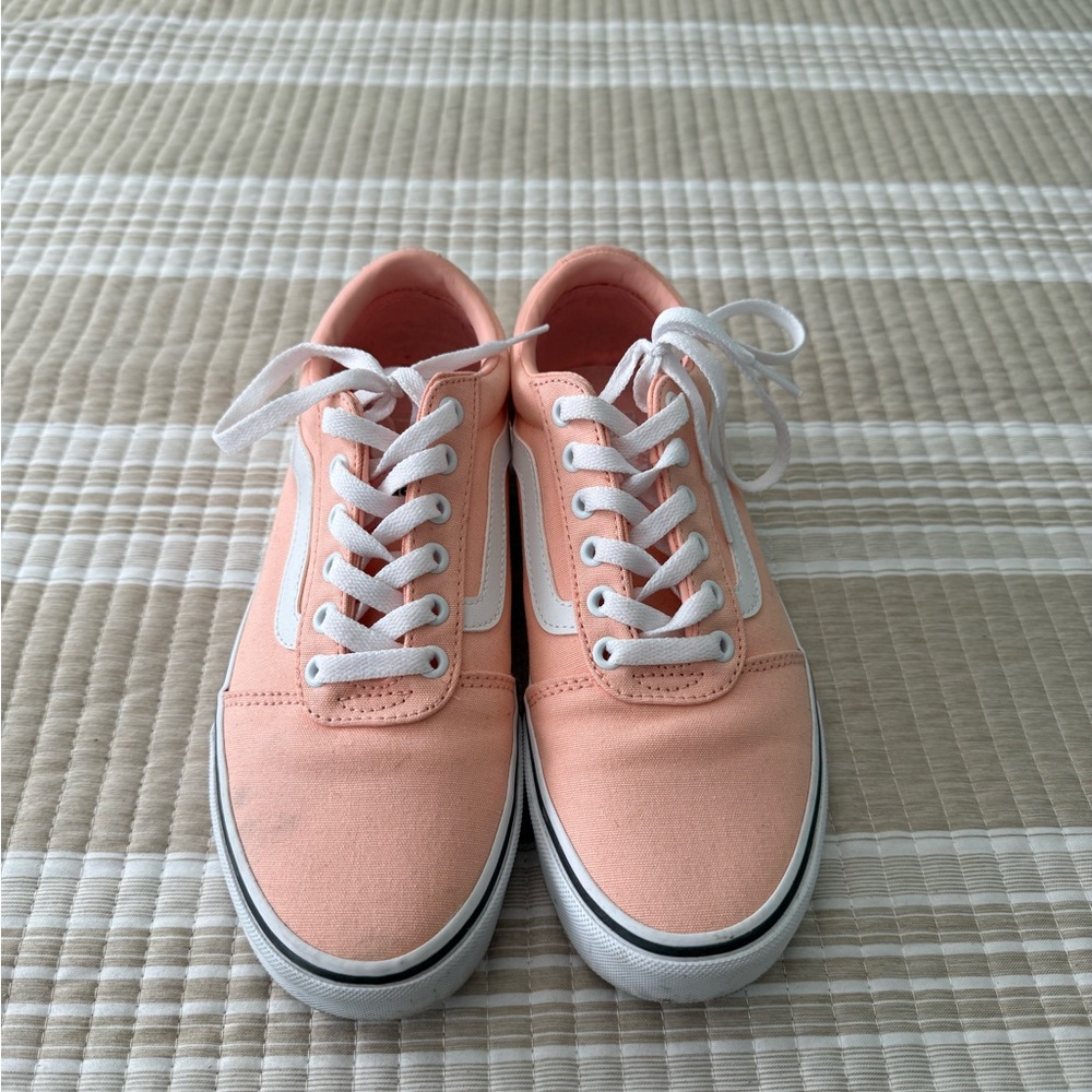 Vans Peach Canvas Low-Top Sneakers with White Stripe